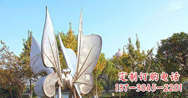 英倫風格精致不銹鋼抽象蝴蝶雕塑