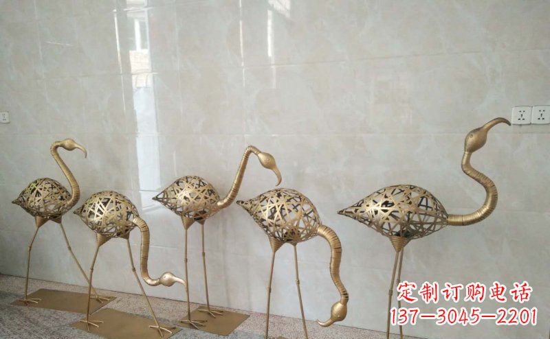 不銹鋼抽象火烈鳥動物雕塑