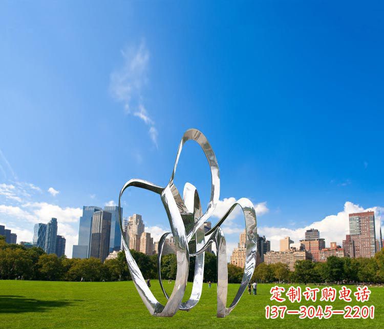 公園不銹鋼創意彎曲絲帶雕塑