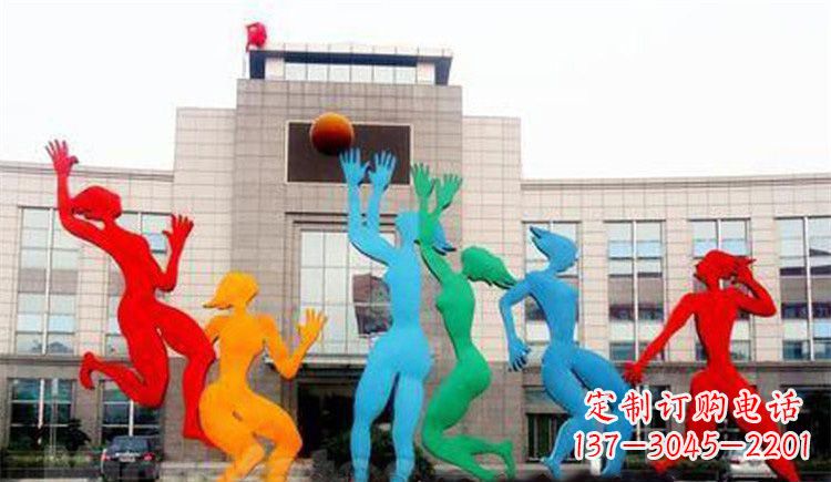 激情運(yùn)動(dòng)的寫(xiě)照不銹鋼女孩打籃球雕塑