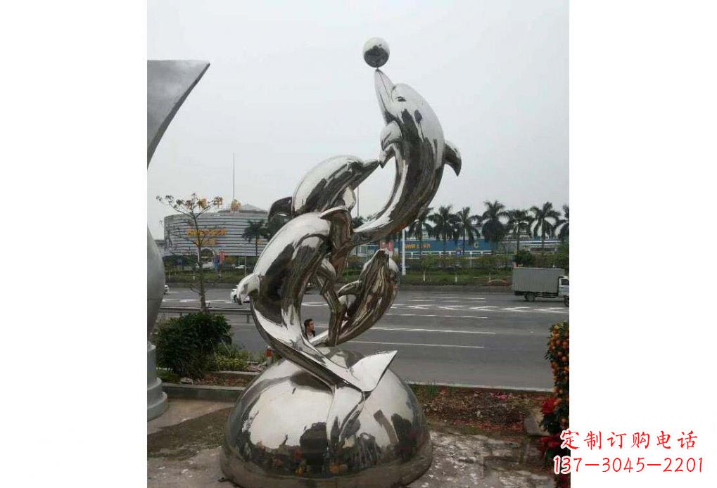 海豚雕塑 - 公園/不銹鋼/頂球/海豚 海豚雕塑 - 公園/不銹鋼/頂球/海豚