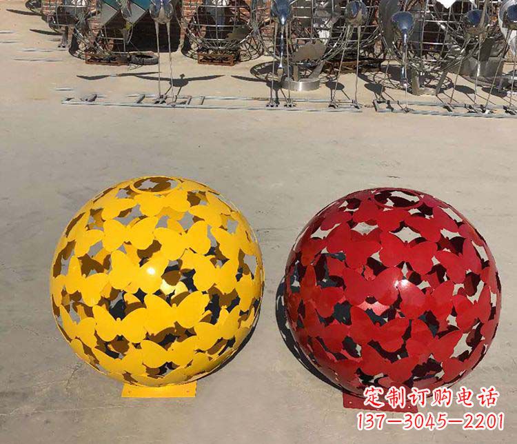 公園不銹鋼鏤空球擺件雕塑