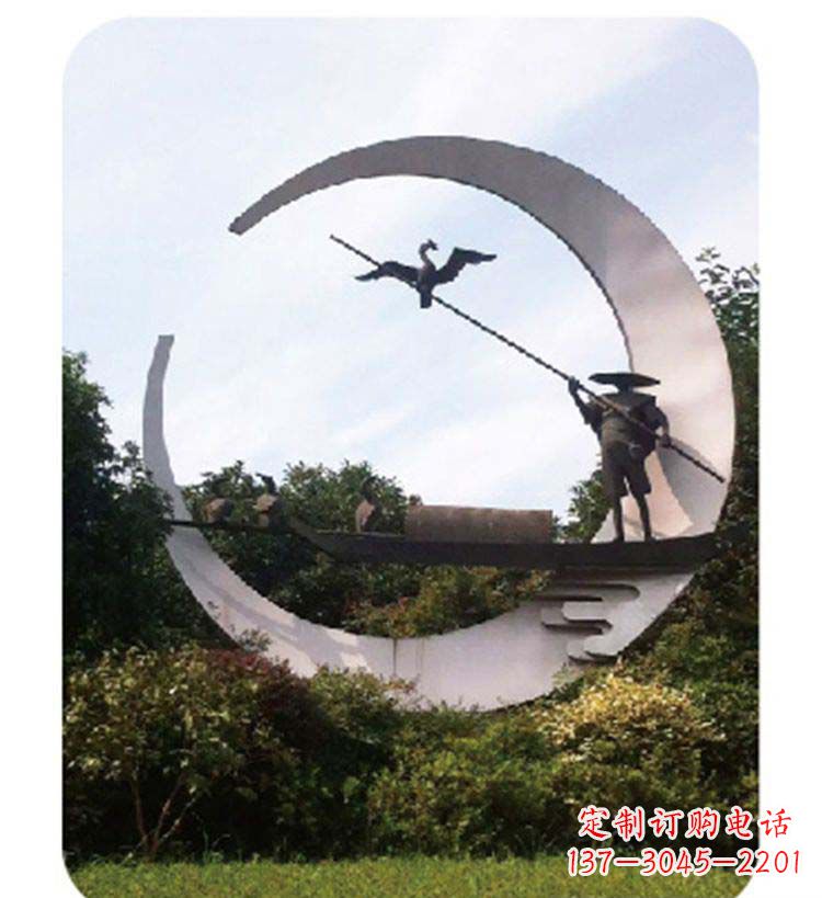 精致美觀的不銹鋼鸕鶿雕塑