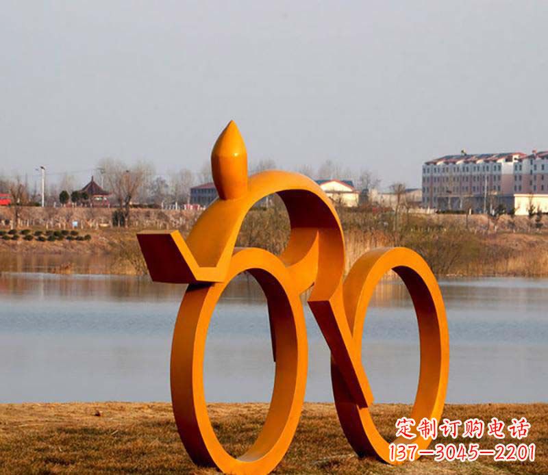 產(chǎn)品名稱健康運(yùn)動(dòng)不銹鋼騎自行車人物雕塑