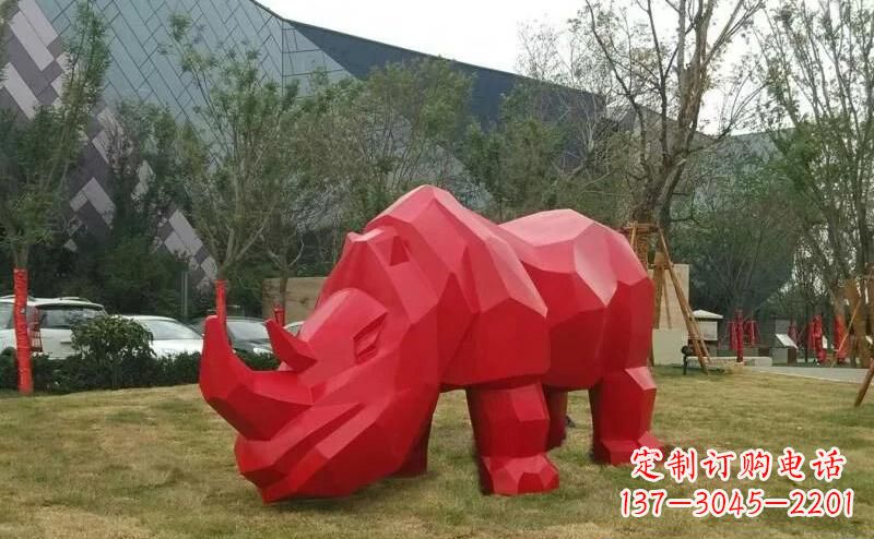 公園不銹鋼犀牛雕塑