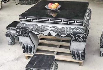 中領雕塑方形仿古石桌凳