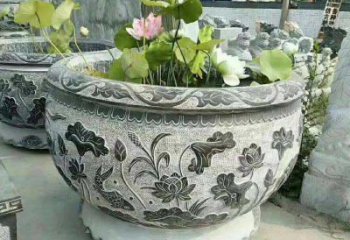 仿古石雕荷花水缸——精美的藝術品