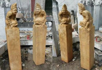 經典仿古拴馬樁雕塑
