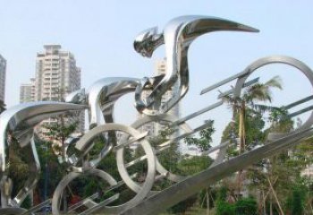 不銹鋼自行車抽象雕塑