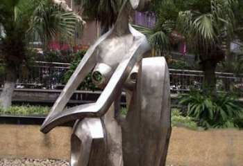現(xiàn)代藝術(shù)風格的不銹鋼女人雕塑