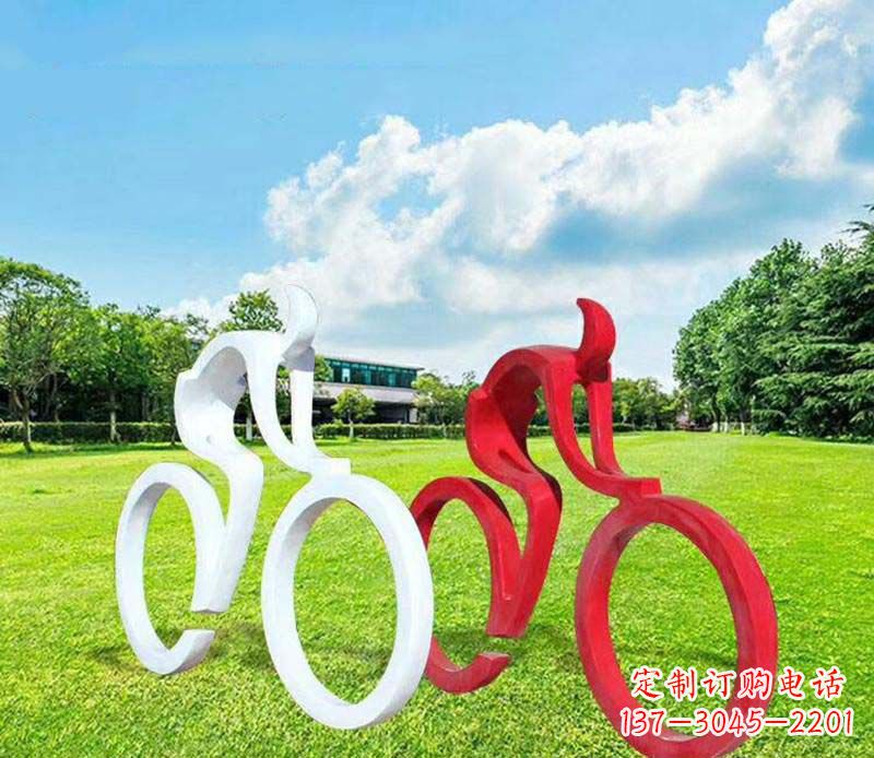 公園抽象不銹鋼騎車運(yùn)動人物雕塑