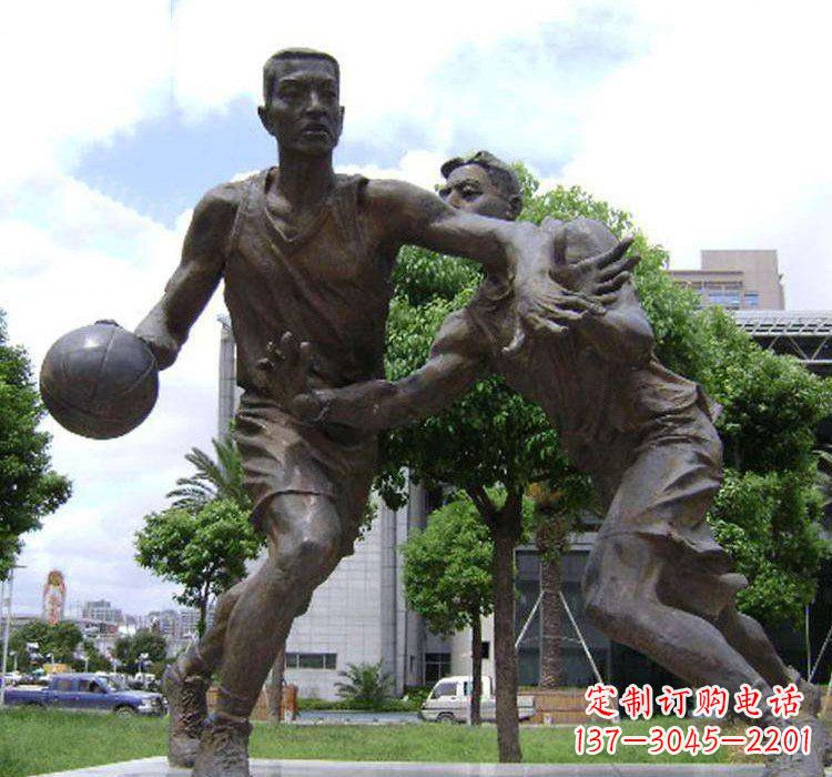 公園打籃球人物銅雕222