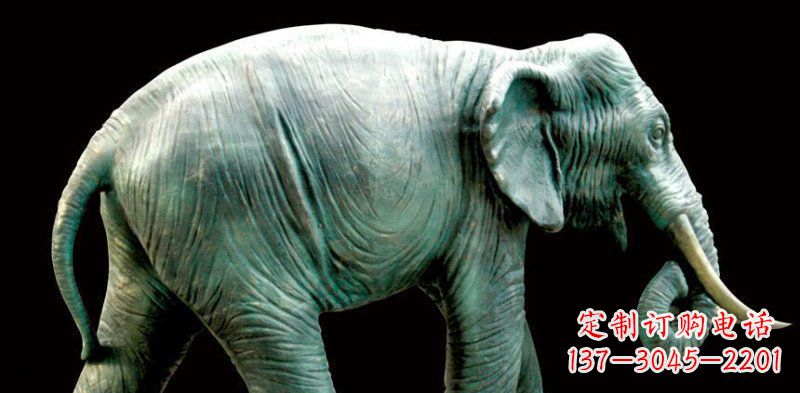 公園大象動物銅雕 (3)