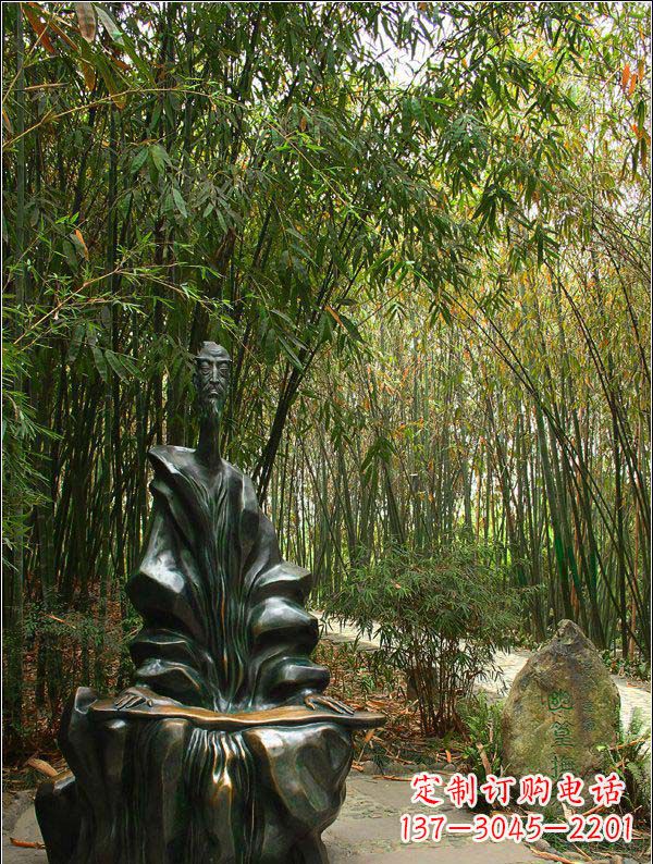 公園彈琴的古代人物景觀銅雕