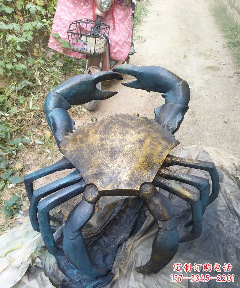 公園動物螃蟹銅雕