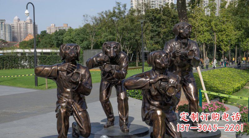 公園狗頭人身創意銅雕