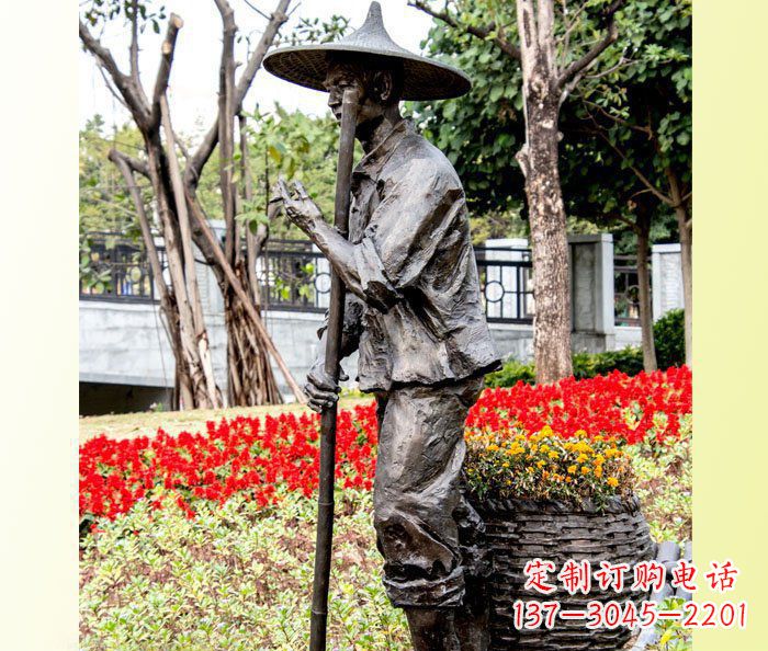 公園景觀農夫人物玻璃鋼仿銅雕塑