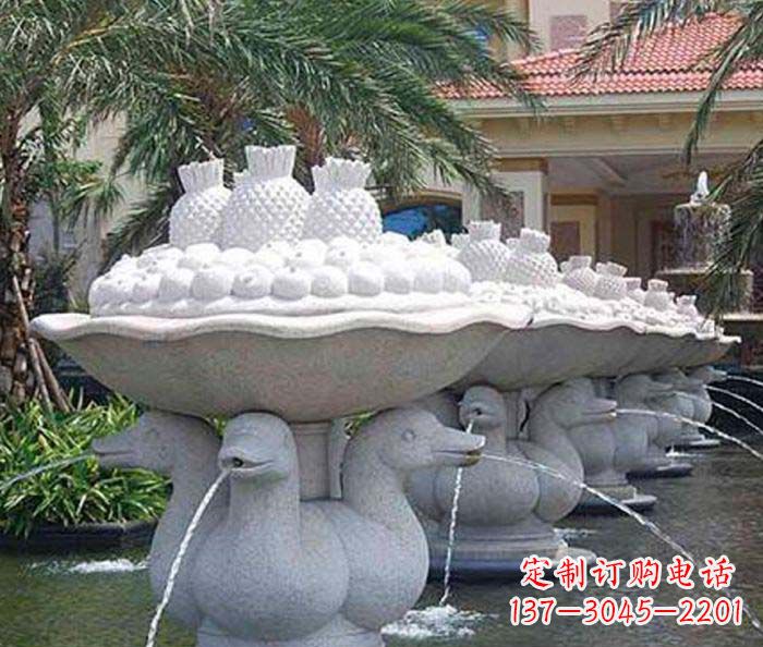 公園景觀天鵝噴泉石雕