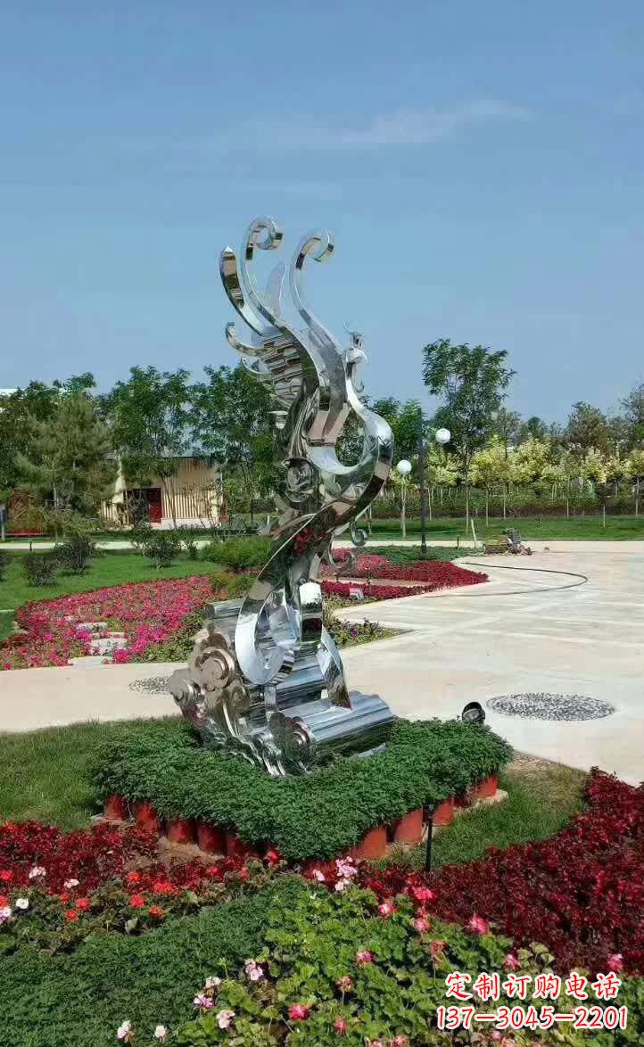 不銹鋼鳳凰雕塑，精美雕塑裝飾公園