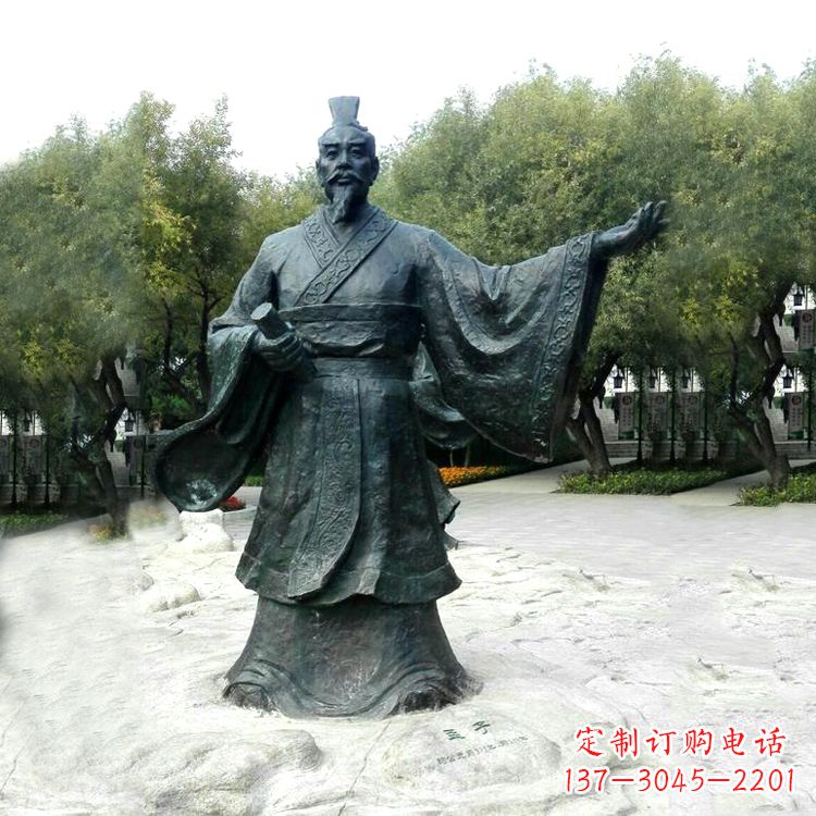 公園歷史名人戰國時期著名思想家孟子銅雕塑像