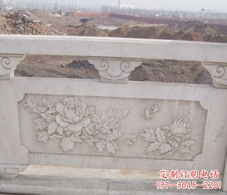 公園牡丹花浮雕石欄板景觀石雕