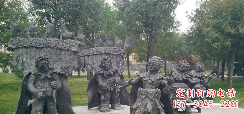 公園扭秧歌的老人小品銅雕
