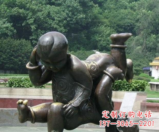 公園四喜娃娃銅雕