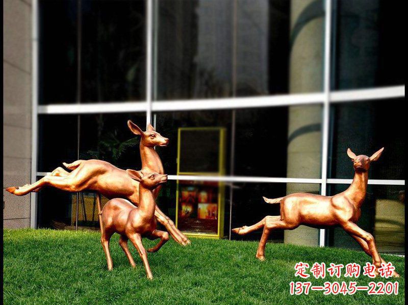 精美青銅動物雕塑——小鹿奔跑