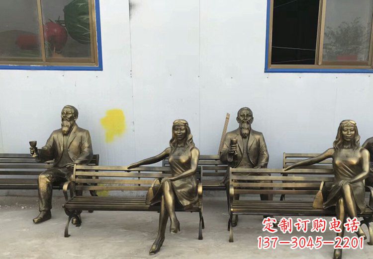 唯美女性銅雕美女長椅