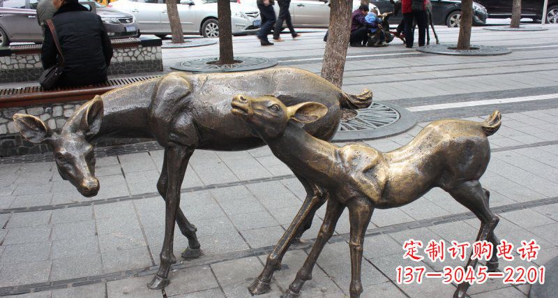 公園小鹿動物銅雕 (2)