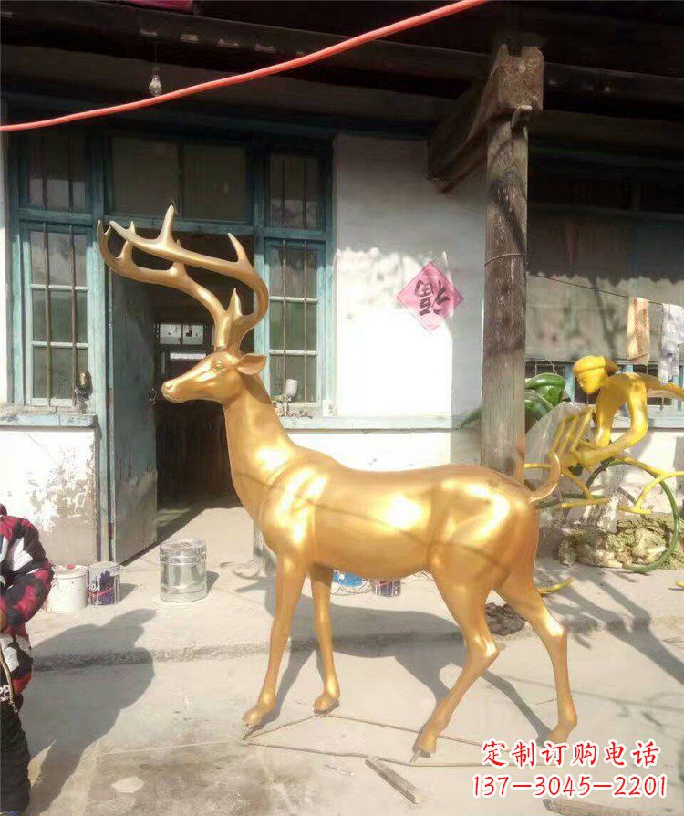 公園馴鹿動物銅雕 (2)