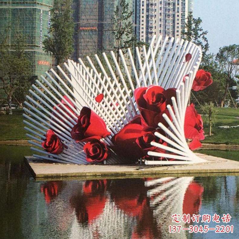 玫瑰之美，不銹鋼藝術(shù)雕塑