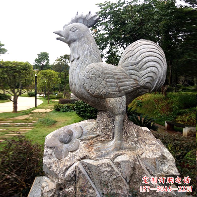 公園園林石雕酉雞生肖動物景觀雕塑