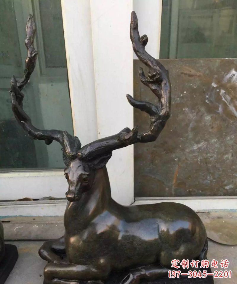 公園鑄銅小鹿動(dòng)物銅雕 (2)