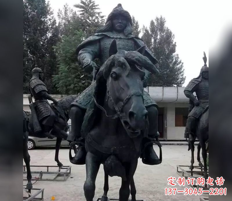 古代將軍騎馬人物銅雕