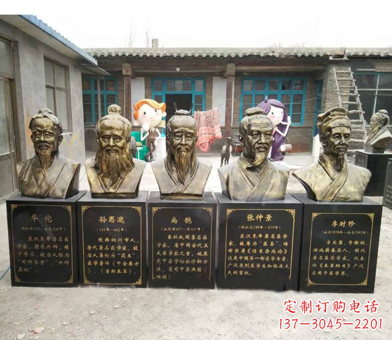 古代名醫人物胸像銅雕