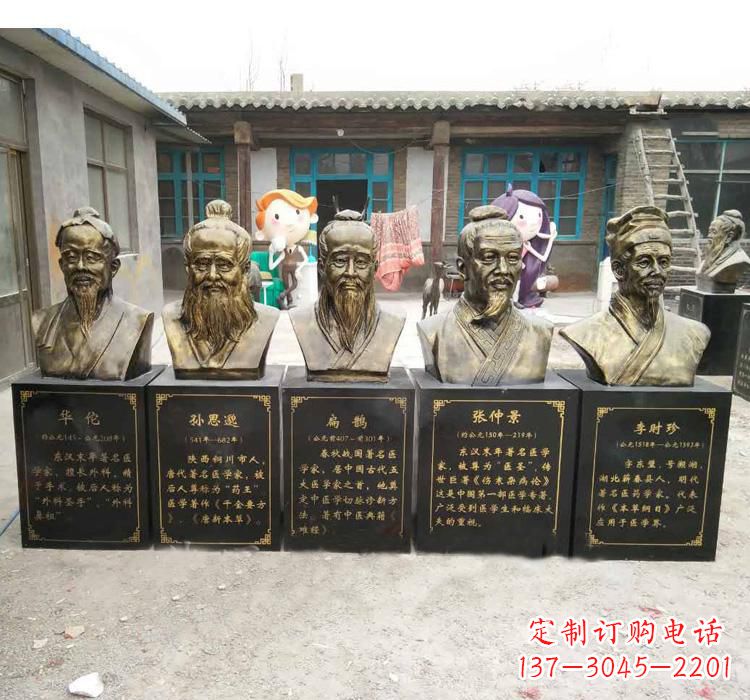 古代名醫胸像銅雕