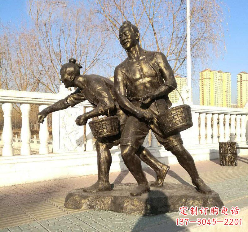 古代勞動人物銅雕