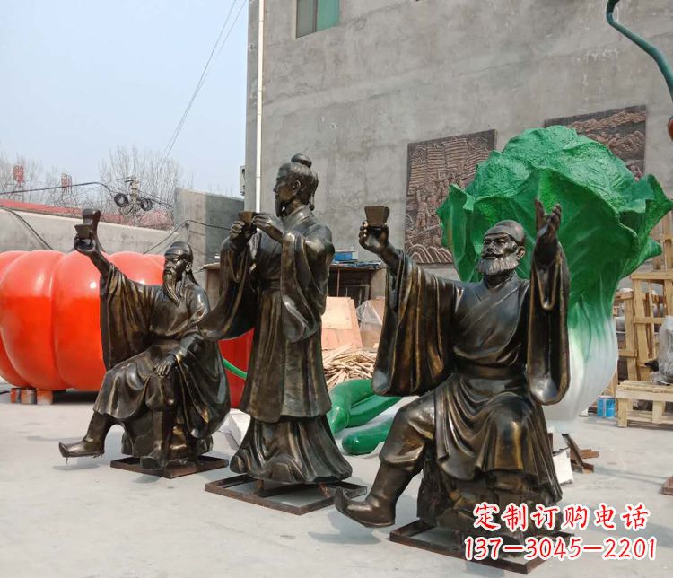 古代名人劉關張三結義銅雕