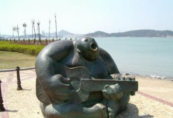 音樂駐足，公園彈吉他銅雕