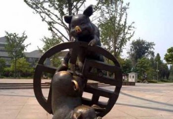 中領雕塑——動物豬銅雕