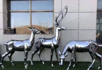 華麗風格鏡面不銹鋼動物鹿雕塑