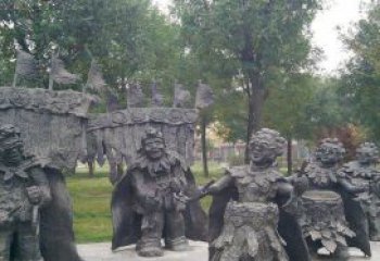 公園扭秧歌的老人小品銅雕