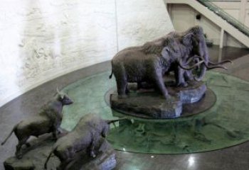 領雕塑公園長毛象動物銅雕