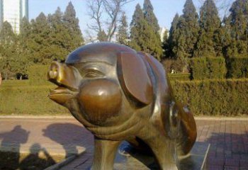 定制公園豬銅雕