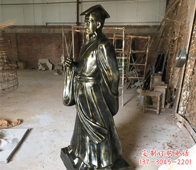 古代書法家王羲之銅雕