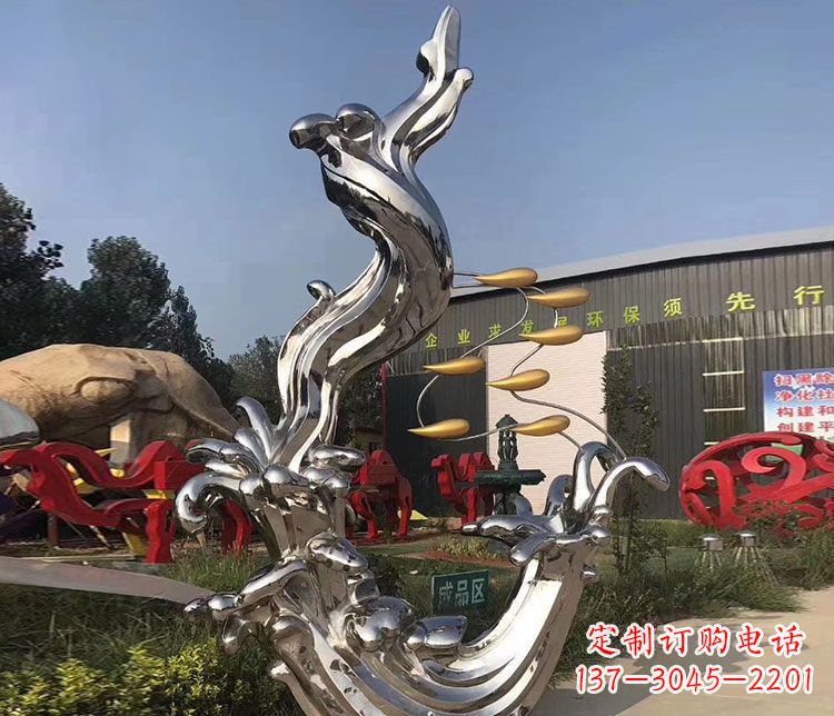 廣場不銹鋼抽象海浪雕塑1