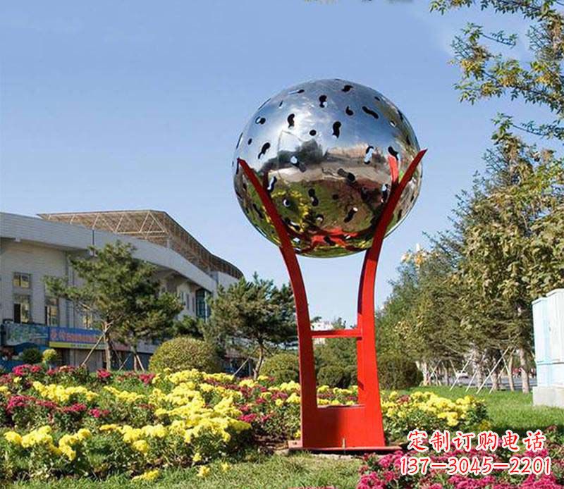 廣場不銹鋼創意鏤空球景觀雕塑