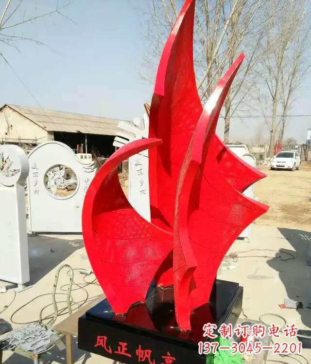 廣場不銹鋼風正帆高創意雕塑