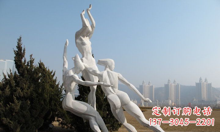 廣場(chǎng)不銹鋼滑冰的女孩雕塑